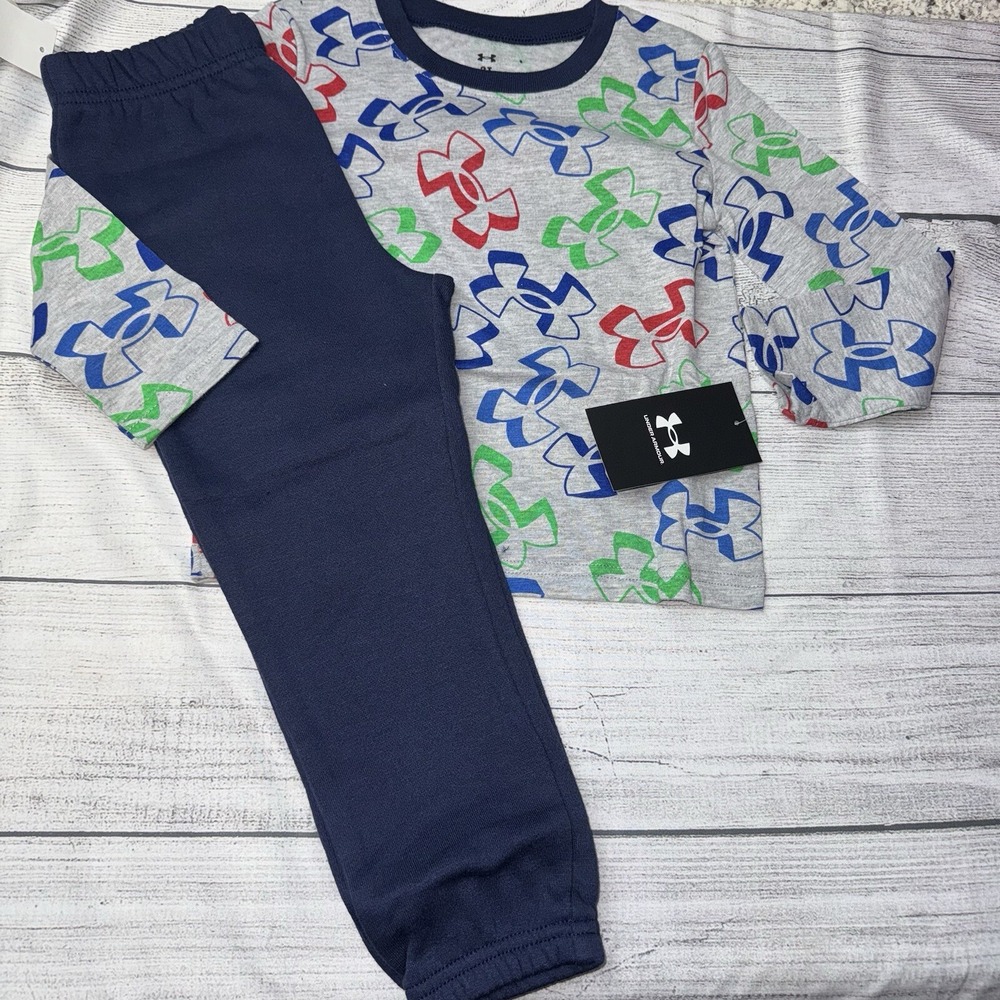 Under Armour Boys 3T Logo Long Sleeve Jogger Outfit Set NEW